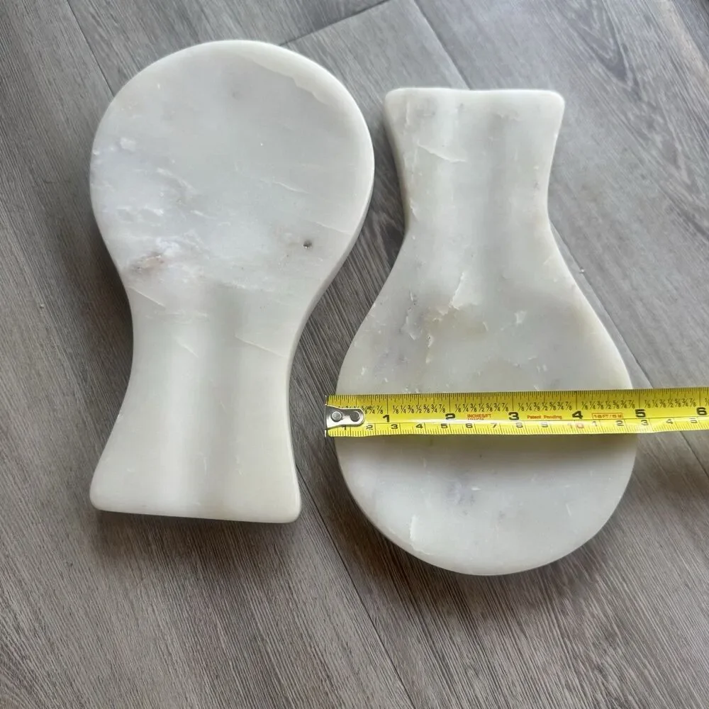 Set of 2 White Marble Chopstick Rest Spoon Holder Sushi Tableware Set India 8.5